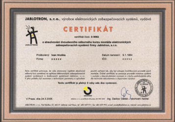 certifikát jablotron 2