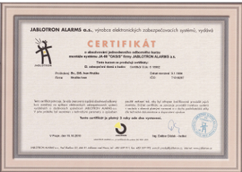 certifikát jablotron 3